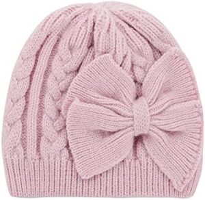 Zando Newborn Baby Girls Hats with Cute Bow Warm Baby Winter Hat Knitted Infant Hat Baby Beanies for Boys Girls 0-6 Months - Image 2