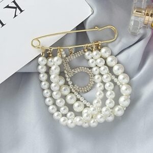 Fashion Jewelry Large Faux Imitation Pearl Dangle Lucky Number Five Brooch Pin for Women - Image 5