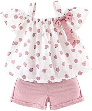 Hipea Toddler Baby Girls Summer Clothes Outfits Ruffle Camisole Spot Dot Tops and Casual Shorts Newborn Girl Clothing