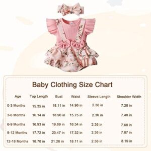 Newborn Baby Girl Clothes Infant Romper Floral Suspender Dress Ruffle Sleeve Onesie Outfit Jumpsuit Headband Spring Summer - Image 5