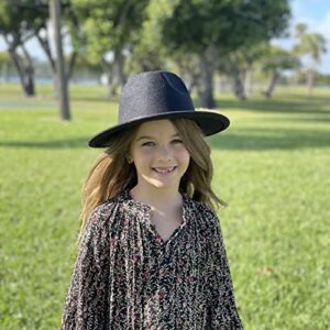 Jastore Kids Girls Boys Classic Wide Brim Bowknot Floppy Fedora Hat Wool Felt Bowler Cap - Image 5