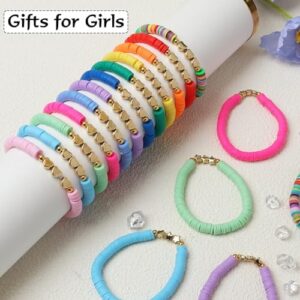 36 Pcs Preppy Friendship Bracelets for Teen Girls Heishi Cute Clay Beads Bracelets Bulk Colorful Heart Star Crown Friendship Surfer Bracelets Things Jewelry Gifts for Girls - Image 2