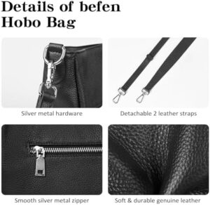 befen Genuine Leather Hobo Bags Purses for Women, Women's Shoulder bag Handbags Crossbody Bag with 2 Shoulder Straps - Image 4