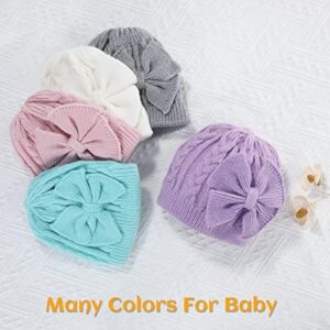 Zando Newborn Baby Girls Hats with Cute Bow Warm Baby Winter Hat Knitted Infant Hat Baby Beanies for Boys Girls 0-6 Months - Image 5