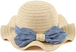 Baby Girl Straw Hat Toddler Summer Beach Hats with Bowknot Sun Protection Hats for Kids Girls