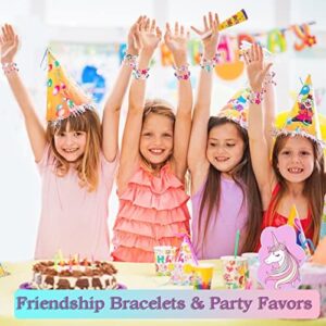 12 Pcs Kids Bracelets for Toddlers Girls - Unicorn Party Favors Pinata Stuffers Birthday Goodies Bag Stuffers Fillers, Cute Wooden Beaded Bracelets Rainbow Heart Pendants Play Jewelry Gifts - Image 5