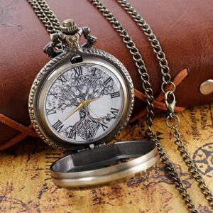 Pocket Watch Hollow Tree of Life Design Roman Numerals Customizable Quartz Pocket Watch with Chain Birthday Gifts - Image 3