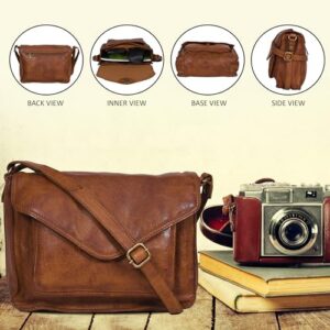 Leather Flapover Crossbody Handbag Purse for Women with Adjustable Strap & Overflap Snap Closure Tote/Bag - Image 6