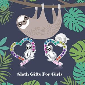 Hypoallergenic Sloth/Panda/Koala/Cat Stud Earrings for Girls Women 925 Sterling Silver Colorful Animal Heart Earring Studs for Sensitive Ears Sloth Jewelry Gifts. - Image 4