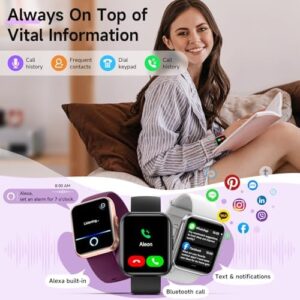 Gydom Smart Watches for Women Android & iPhone, 1.8'' Alexa Built-in Smartwatch with Bluetooth Calls, Heart Rate/Sleep/SpO2 Monitor, IP68 Waterproof Fitness Tracker with 110+ Sports Modes, Purple - Image 2