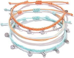 FANCY SHINY String Ankle Bracelets Waterproof Rope Anklets Braided Beach Boho Coin Anklets Cute Friendship Foot Jewelry for Women