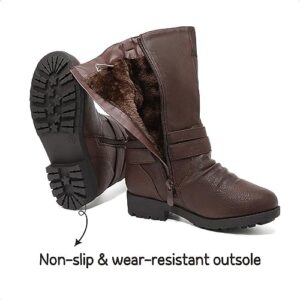 DREAM PAIRS Girls Buckle Zipper Knee High Winter Boots - Image 4