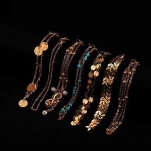 Softones 16Pcs Ankle Bracelets for Women Gold Silver Two Style Chain Beach Anklet Bracelet Jewelry Anklet Set,Adjustable Size - Image 5