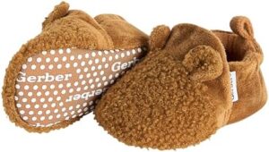 Gerber Baby Fleece Lined Non Skid Soft Slipper Booties with Ears - Image 2