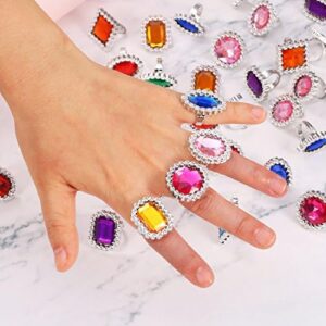 Shappy 72 Pieces Colorful Plastic Rings Adjustable Fake Princess Rings Jewelry for Bridal Shower Girls Dress Accessories - Image 5