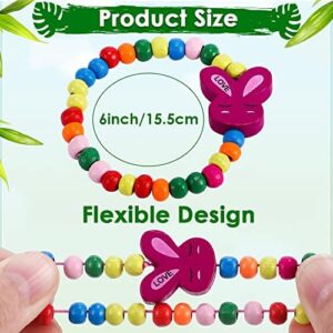 G.C 12 Pcs Girls Bracelets Jewelry for Kids Cute Unicorn Mermaid Animal Pendant Colorful Wooden Beaded Bracelets Princess Pretend Play Gifts for Toddlers - Image 5