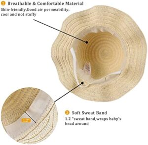 Baby Girl Straw Hat Toddler Summer Beach Hats with Bowknot Sun Protection Hats for Kids Girls - Image 3