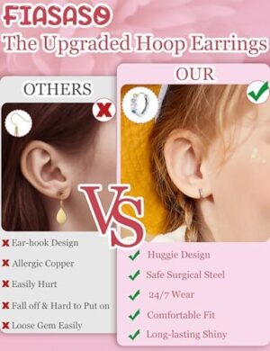 FIASASO Hypoallergenic Surgical Stainless Steel Earrings for Girls Kids Women - 12 Pair Screw Back Earrings for Sensitive Ears Cute Flower Butterfly Toddler Stud Hoop Earrings Screwback Girl Earrings - Image 2