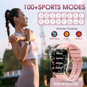 Smart Watch (Answer/Make Calls), 2.1" Smart Watches for Women 120+ Sport Modes Fitness Tracker with Sleep Heart Rate Monitor, Pedometer, IP68 Waterproof Women Fitness Watch for iOS Android Smartmatch - Image 4