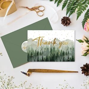 AnyDesign 50 Pack Green Forest Baby Shower Thank You Cards with Envelopes and Stickers Gold Foil Watercolor Nature Thank You Blank Note Cards for Wedding Birthday Bridal Shower Baby Shower, 4 x 6 Inch - Image 4