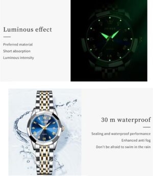 OLEVS Watch Women,Watches for Women,Ladies Watches,Lady Watch,Waterproof Fashion Dress Diamond Stainless Steel Bracelet Analog Watches for Women Small Wrist Day and Date Water Resistant Watches - Image 5