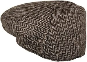 Wonderful Fashion Men's Classic Herringbone Tweed Wool Blend Newsboy Ivy Hat (Large/X-Large, Charcoal) - Image 3