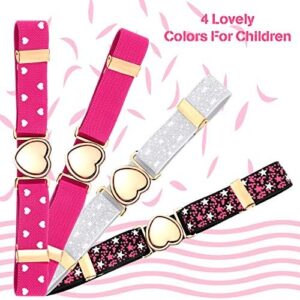 Geyoga 4 Pieces Kids Elastic Stretch Belts Heart Belt for Girls Waist - Image 3