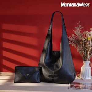 Montana West Hobo Bags Purse for Women Ultra Soft Foldable Shoulder Slouchy Handbags with Cosmetic bag - Image 2