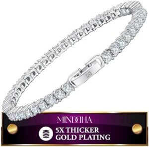 14K Gold Plated 3mm Cubic Zirconia Tennis Bracelet – Elegant CZ Tennis Bracelet for Women, Thin, Dainty, & Classic, Available in Yellow and White Gold Options, Sizes 6-8 Inches