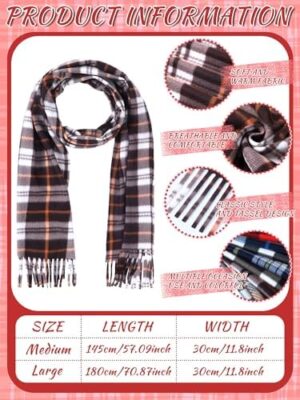 8 Pcs Kids Winter Scarf Buffalo Plaid Kids Scarves Christmas Warm Shawls Scarves Parent Child Scarf for Boys Girls - Image 3