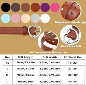 Newcotte 4 Pcs Girls Belt Size 6-12 Kids PU Leather Waist Belt Hollow Heart Design Metal Buckle for Girl Dress Pants Jeans - Image 2