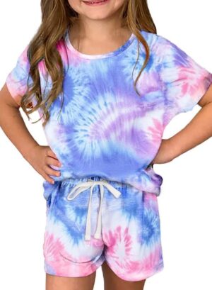 Dokotoo Girl's Summer Cute T-Shirt and Shorts Set with Side Pockets