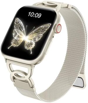 Adorve Slim Milanese loop Compatible with Apple Watch Band 40mm 41mm 38mm 42mm 44mm 45mm 46mm 49mm Women, Thin Stainless Steel Mesh Loop Magnetic Wristbands for iWatch SE Series 10 9 8 7 6 5 4 3 2 1