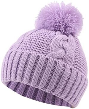 JANGANNSA Winter Knit Baby Hat Twist Warm Beanie for Boys Girls Infant Toddler Baby Beanie with Pompom