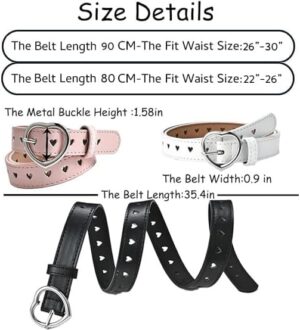 5 Pieces Girls Belt Cute Heart Shape With Metal Buckle Elastic Stretch Adjustable Waist Belt for Girls Jeans Dress - Image 3