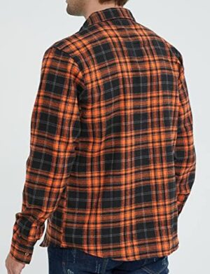 SSLR Flannel Shirts for Men, Long Sleeve Button Down Shirt Lightweight Plaid Brushed Casual - Image 5