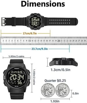 Beeasy Men Digital Sports Watch,Waterproof Watch with Stopwatch Countdown Timer Alarm Function Dual Time Rubber Strap Wrist Watch for Men/Student - Image 4