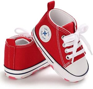 Unisex Baby Girls Boys Shoes Infant Soft Sole Canvas Newborn First Walkers High Top Anti-Slip Sneakers - Image 4