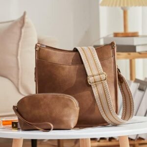 CLUCI Vegen Leather Crossbody Bags For Women Trendy 2Pcs Hobo Handbag Wallet Set With 2Adjustable Guitar Strap - Image 7