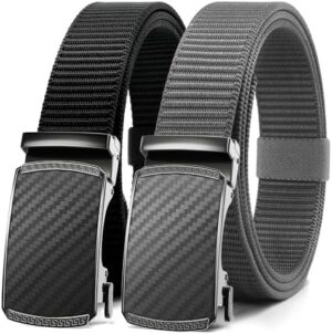 CHAOREN Ratchet Belts for Men 2 Pack - Casual Web Nylon Mens Belt 1 3/8" - Durable Belts in Gift Set Box