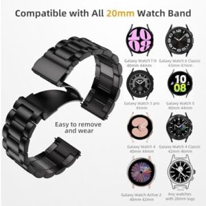 Lerobo Stainless Steel Band Compatible with Samsung Galaxy Watch 7 6 5 4 FE 40mm 44mm 45mm/Galaxy Watch 6 4 Classic 43mm 47mm 42mm 46mm/Active 2/Watch 3 41mm,20mm Metal Replacement Band for Men Women - Image 2