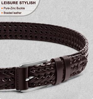 BULLIANT Mens Belts,Leather Woven Braided Belts for Gift Men Casual Jeans Golf - Image 2