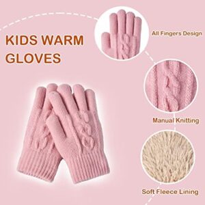 Kids Hat Gloves Scarf Set for Girls Boys 1-12 Years Old Winter Warm Fleece Lined - Image 5