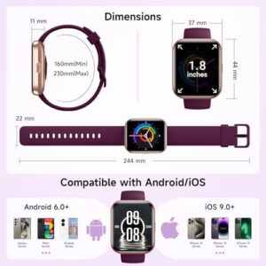 Gydom Smart Watches for Women Android & iPhone, 1.8'' Alexa Built-in Smartwatch with Bluetooth Calls, Heart Rate/Sleep/SpO2 Monitor, IP68 Waterproof Fitness Tracker with 110+ Sports Modes, Purple - Image 8