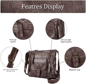 Small Crossbody Bags for Women Lady Over Shoulder Purse Hobo Tote handbag Soft Washed Leather with Multi Pocket - Image 5