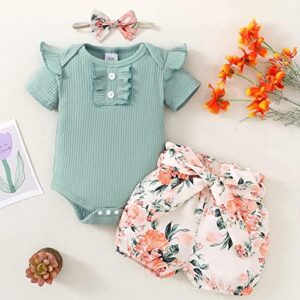 Mioglrie Newborn Baby Girl Clothes Romper Shorts Set Cute Infant Summer Outfits Cotton Baby Clothes for Girls - Image 2