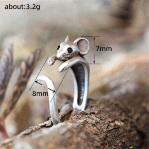 ZDIFDIC Cute Mouse Ring 925 Sterling Silver Cubic Zirconia Open Forefinger Ring Adjustable Animal Wrap Ring Jewelry Gift for Women Teen Girls, KE-R392-RS05 - Image 3