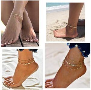 Softones 16Pcs Ankle Bracelets for Women Gold Silver Two Style Chain Beach Anklet Bracelet Jewelry Anklet Set,Adjustable Size - Image 4