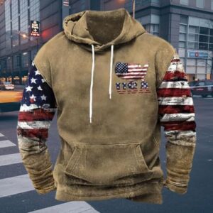 ZOCAVIA American Flag Hoodies for Men USA Graphic Hooded Sweatshirts Drawstring Western Ethnic Boys Pullover Tops - Image 3