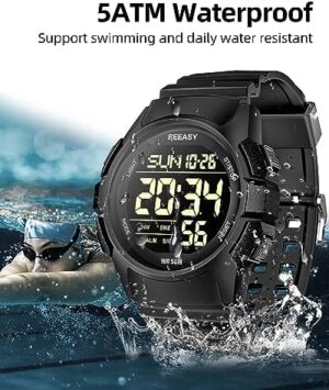 Beeasy Men Digital Sports Watch,Waterproof Watch with Stopwatch Countdown Timer Alarm Function Dual Time Rubber Strap Wrist Watch for Men/Student - Image 3